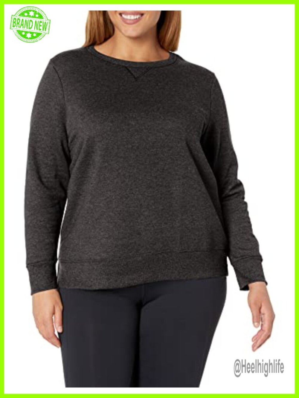 Plus Size Ecosmart Fleece Pullover Sweatshirt V-Notch Long Sleeve Casual